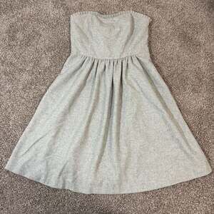 Banana Republic Grey Wool Blend Strapless Ruffle Trim A-Line Dress